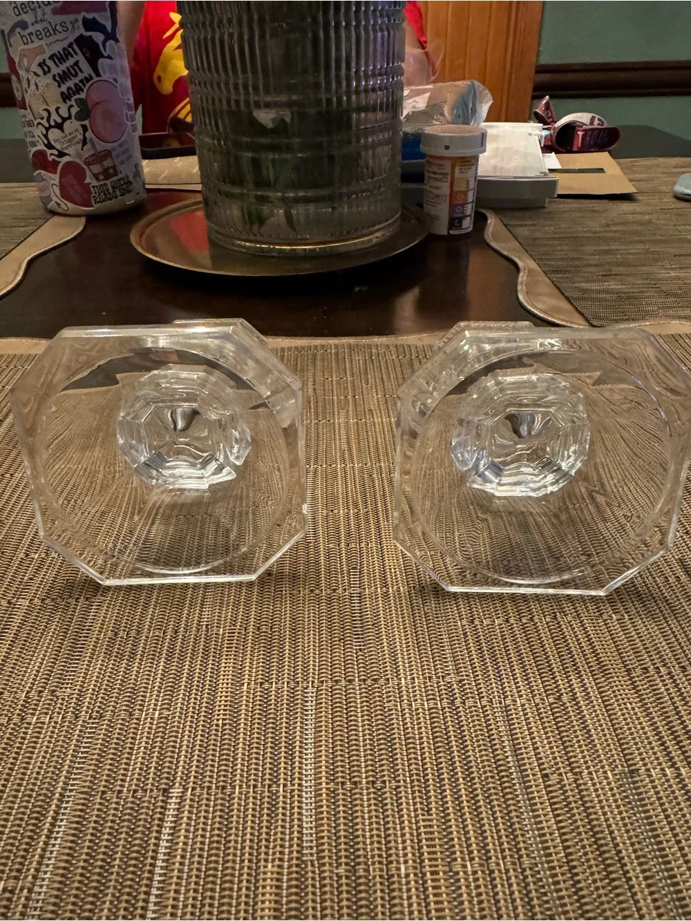 Oscar de la Renta Clear Crystal Faceted Candlestick Pair